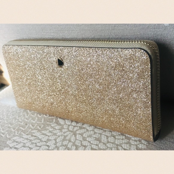 ✨KATE SPADE✨HOST PICK! Gold Glitter Wallet NEW - Picture 4 of 13